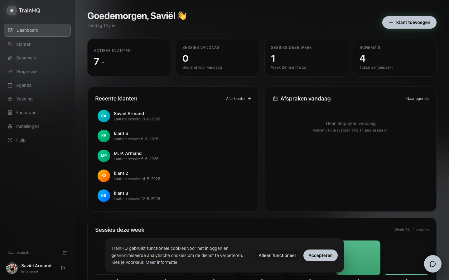 TrainHQ dashboard